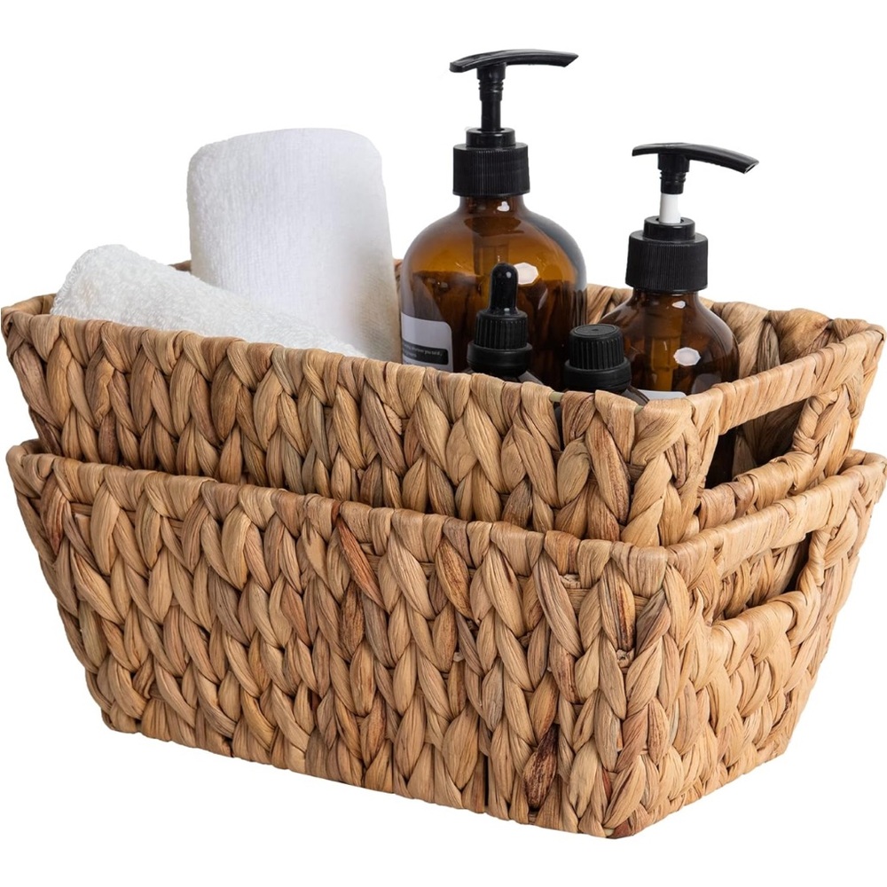 Wicker storage baskets two pack. 2 new wicker storage bins. Organization baskets